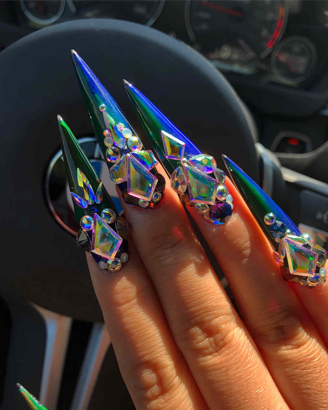 51 Cool and Creative Stiletto Nail Art Designs for Women and Girls 22