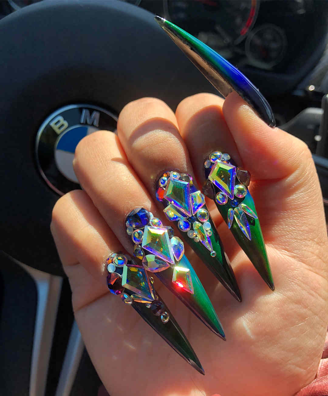 51 Cool and Creative Stiletto Nail Art Designs for Women and Girls 27