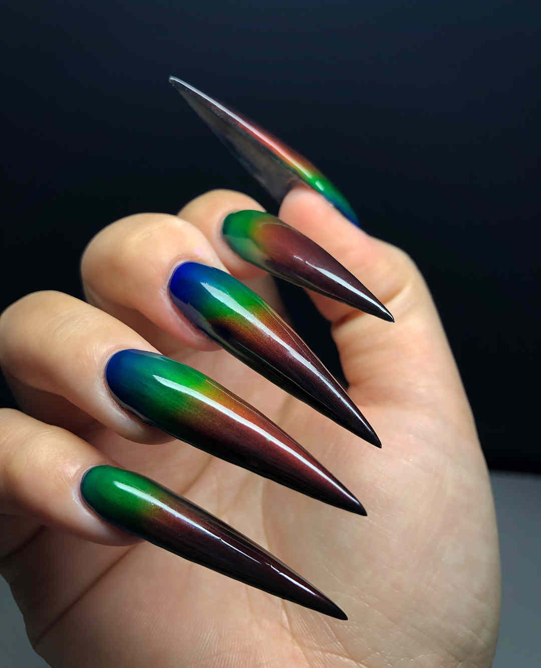 51 Cool and Creative Stiletto Nail Art Designs for Women and Girls 28