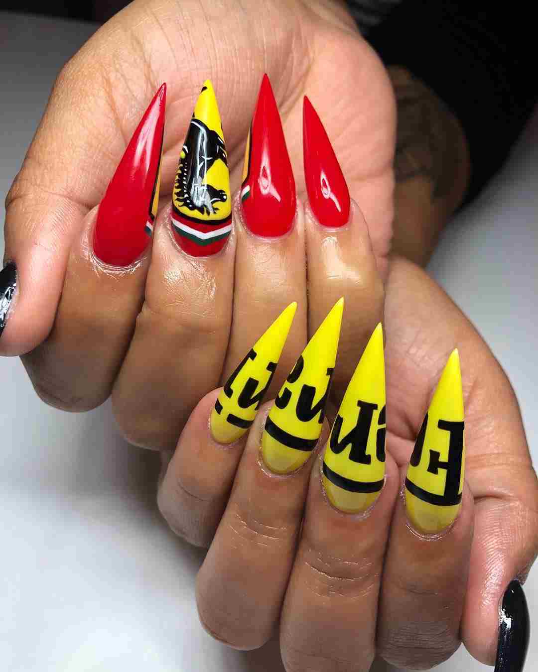 51 Cool and Creative Stiletto Nail Art Designs for Women and Girls 30