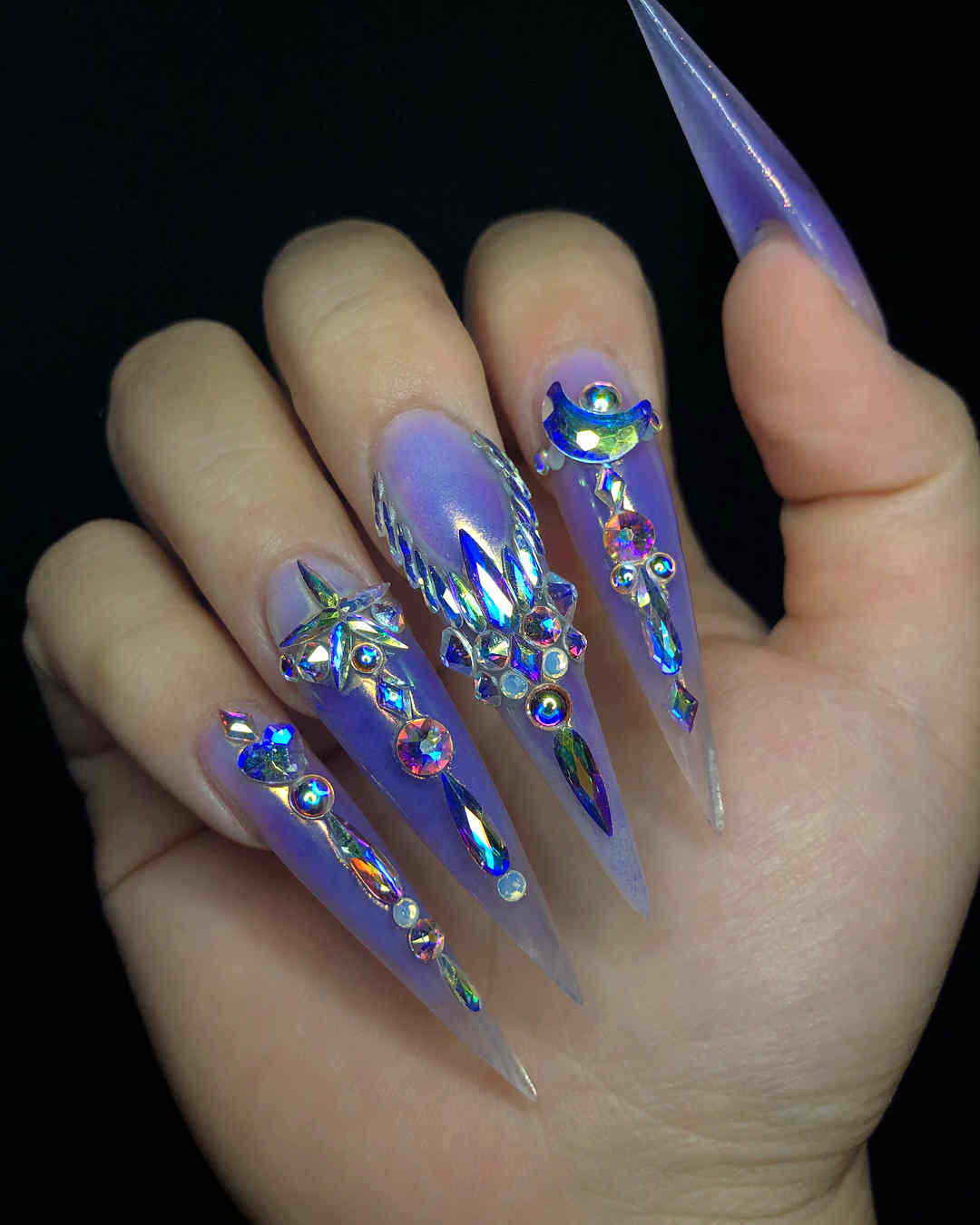 51 Cool and Creative Stiletto Nail Art Designs for Women and Girls 37