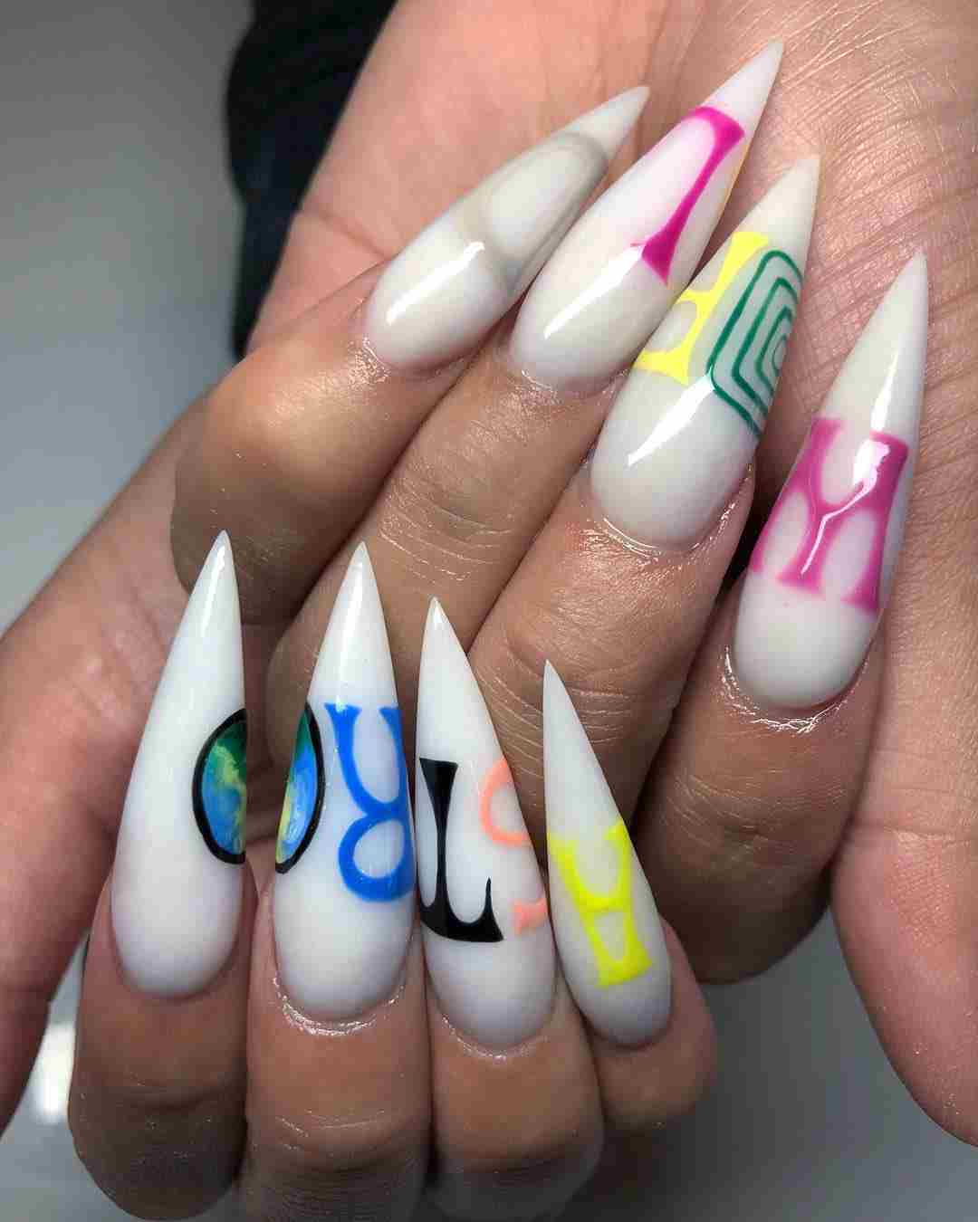 51 Cool and Creative Stiletto Nail Art Designs for Women and Girls 43