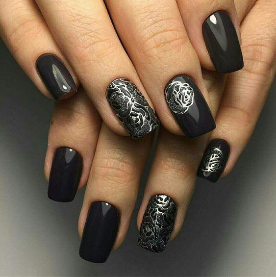 80 Incredible Black Nail Art Designs for Women and Girls img 31