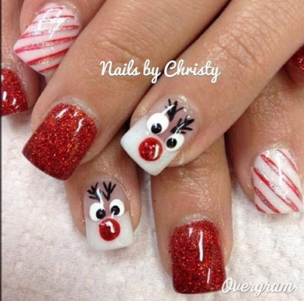 75+ Festive Christmas Red Nail Art Ideas img 18