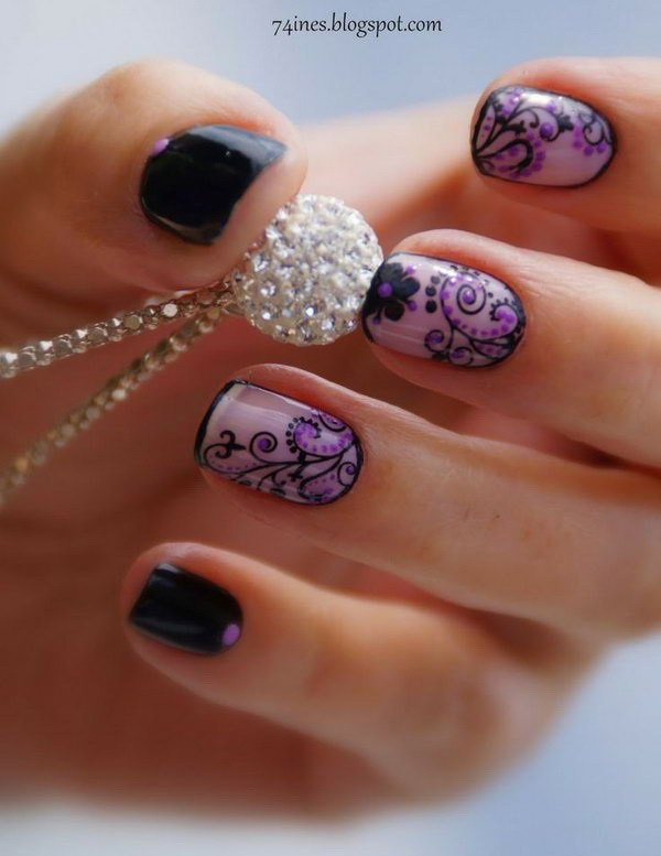 55+ Chosen Purple Glitter Nail Art Designs img 11