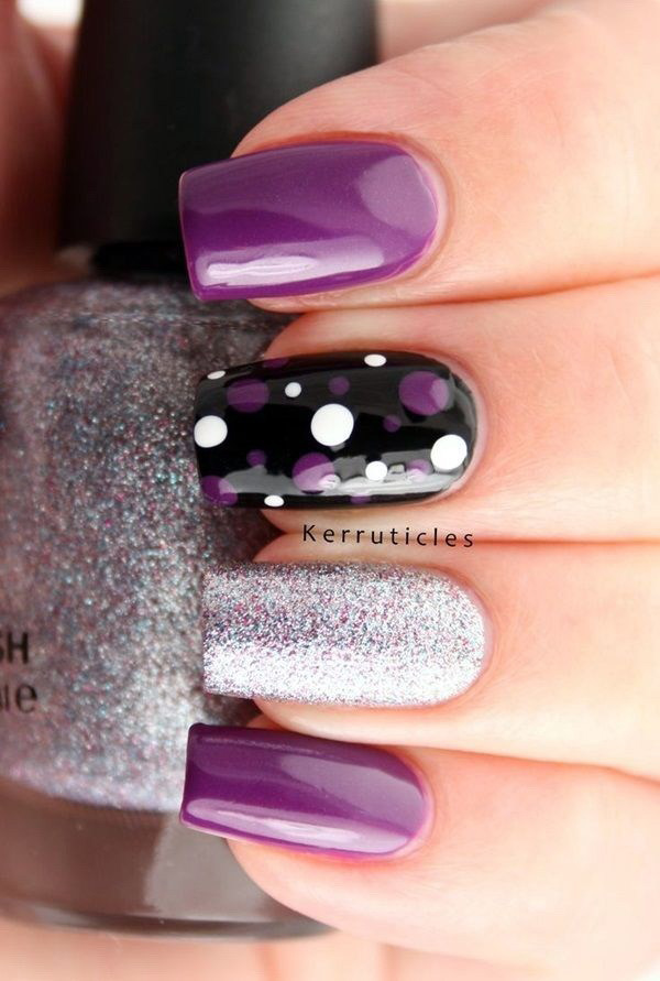 55+ Chosen Purple Glitter Nail Art Designs img 16