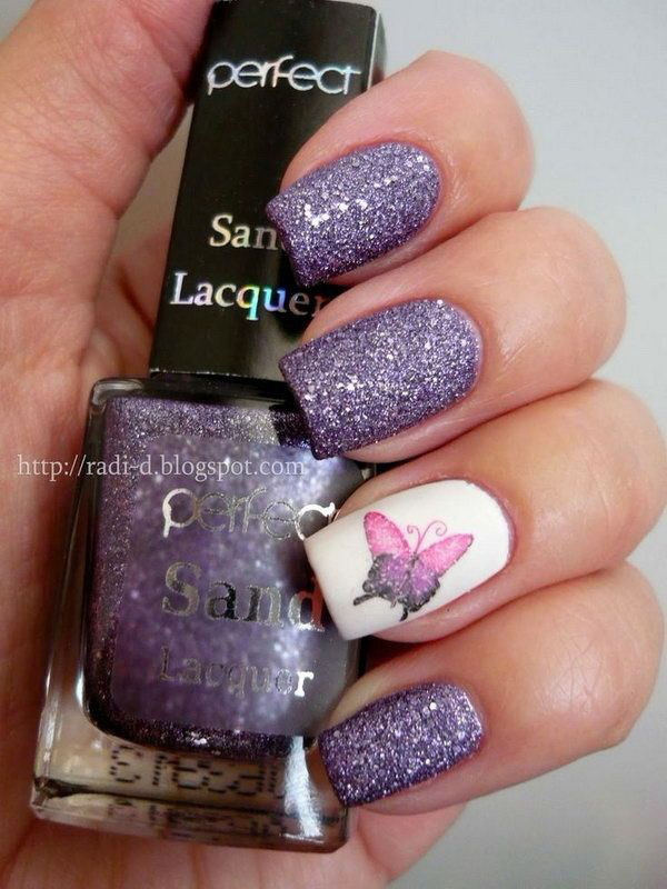 55+ Chosen Purple Glitter Nail Art Designs img 21