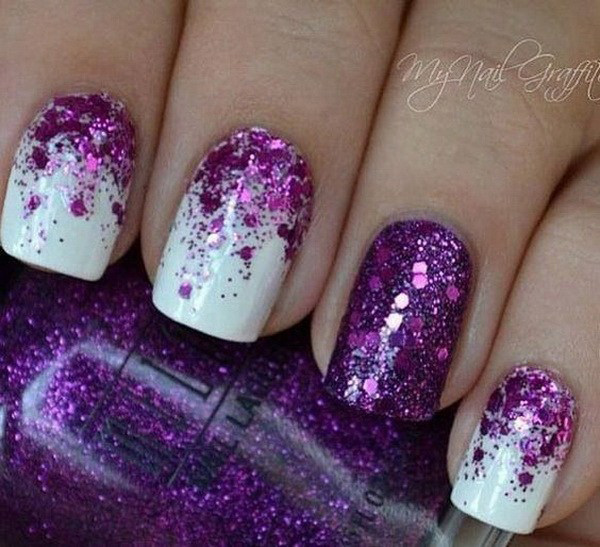 55+ Chosen Purple Glitter Nail Art Designs img 27