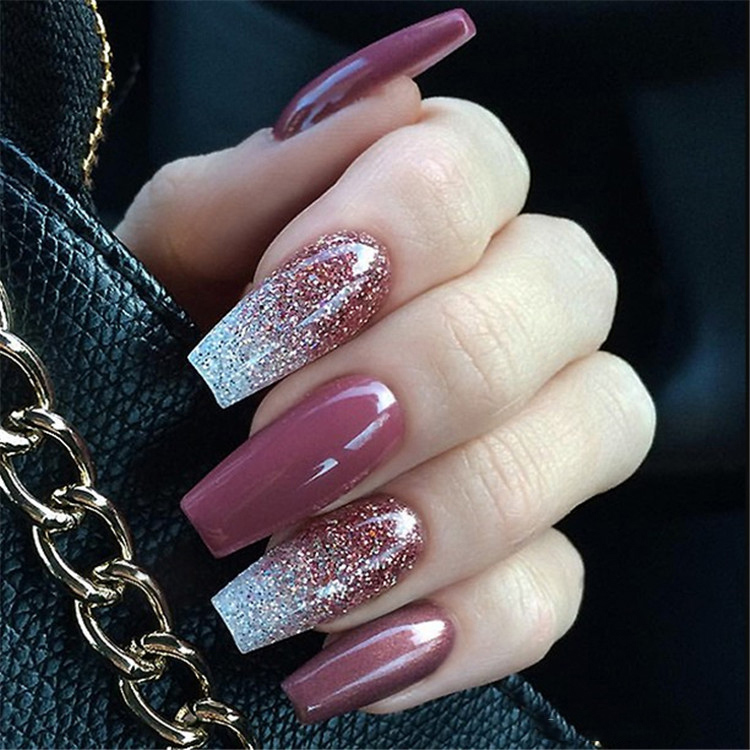 55+ Chosen Purple Glitter Nail Art Designs img 51