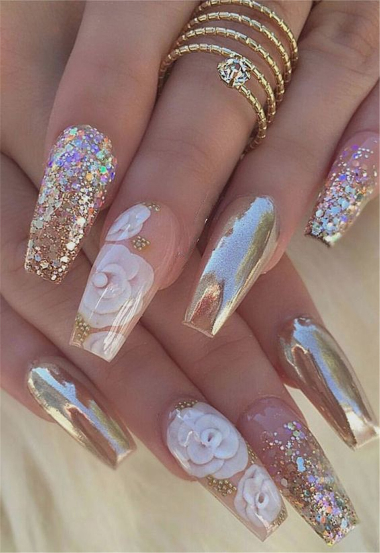 35 Awesome Coffin Nails Designs You'll Flip For in 2019 img 12