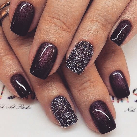 80+ Dark Color Nail Designs for Women images 9