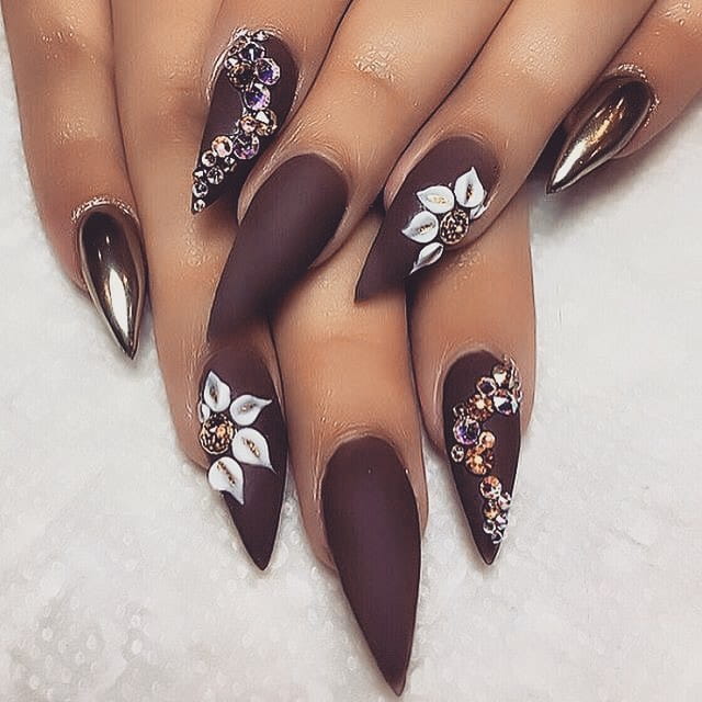 80+ Dark Color Nail Designs for Women images 19