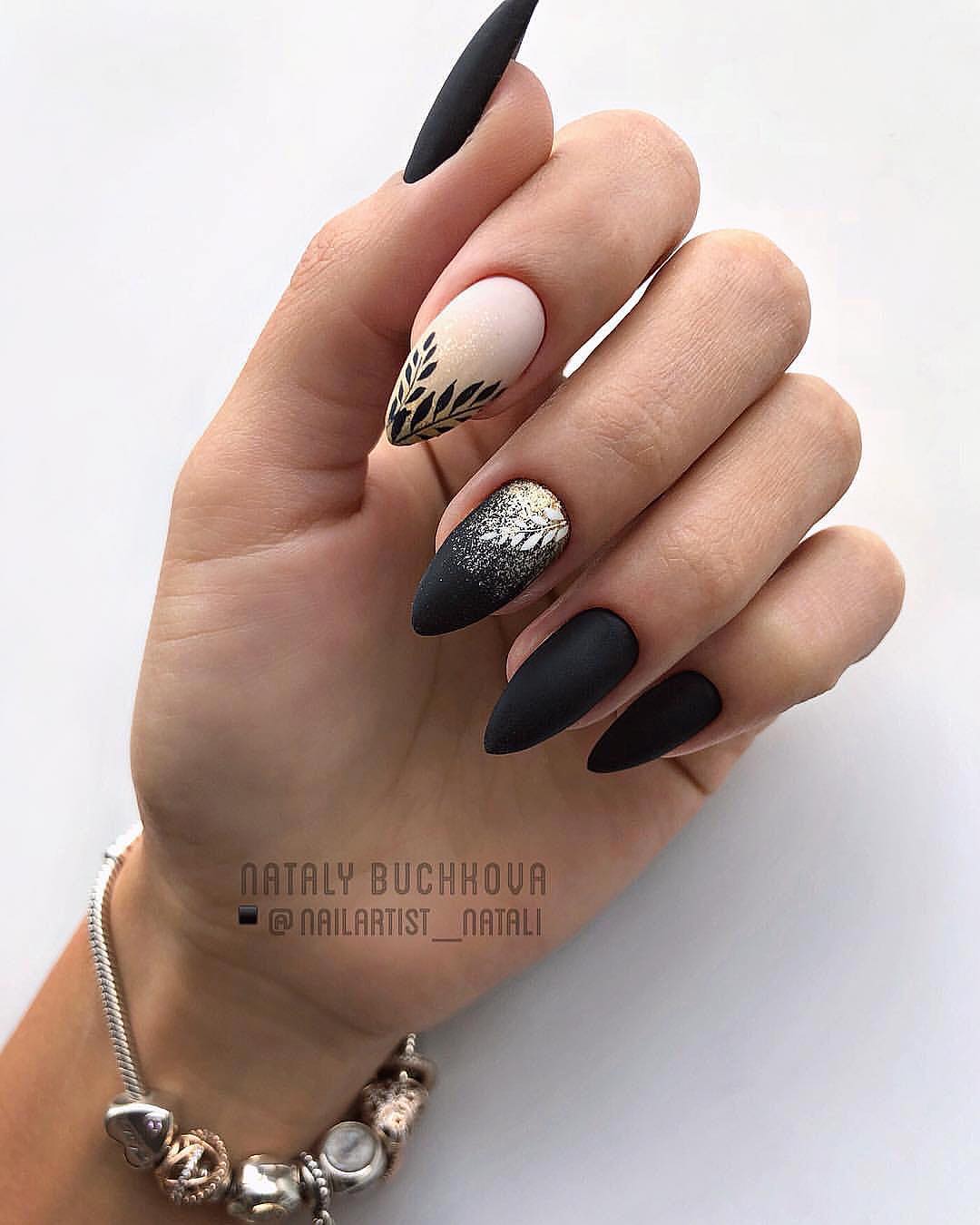 80+ Dark Color Nail Designs for Women images 44