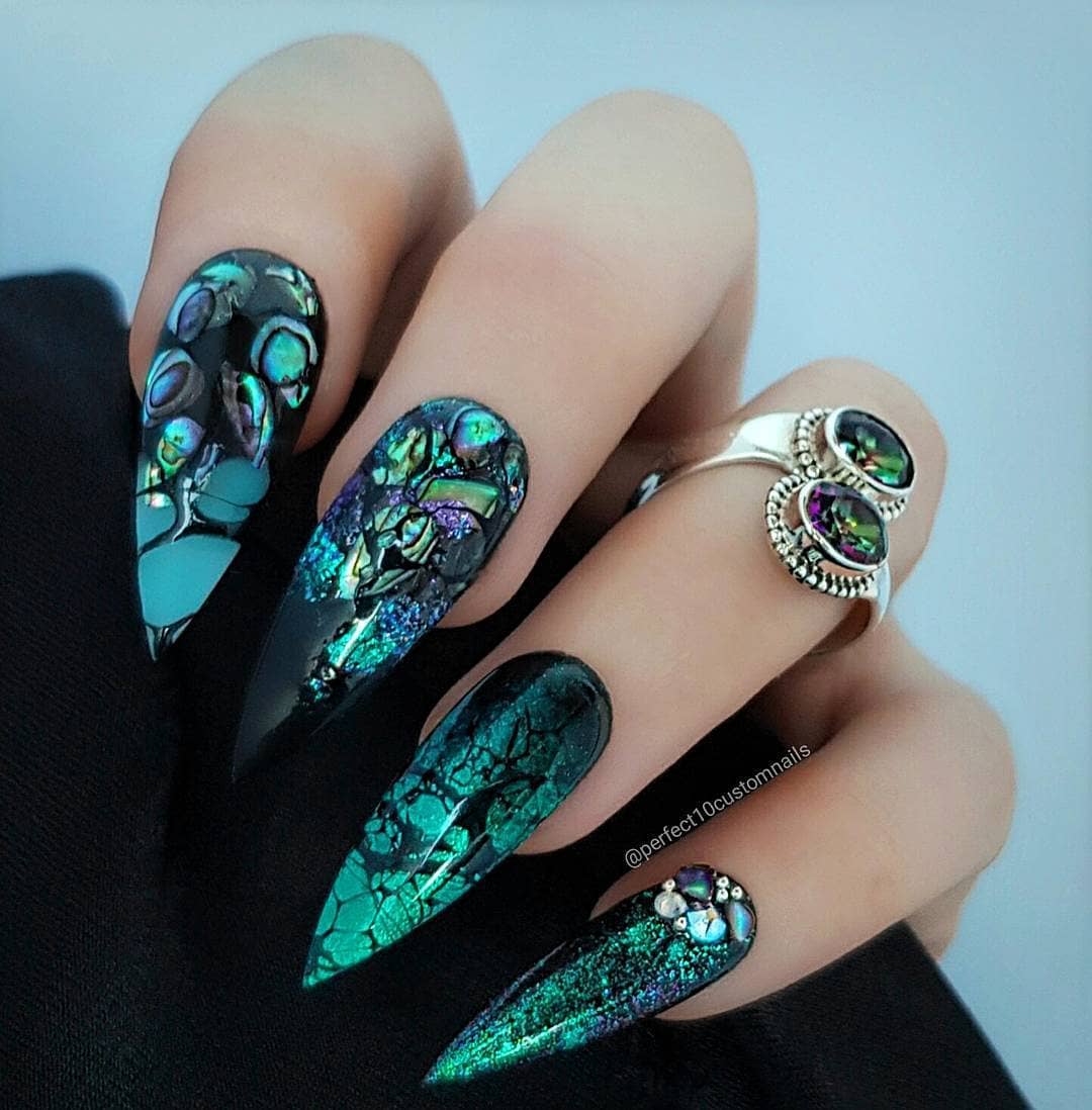 80+ Dark Color Nail Designs for Women images 60