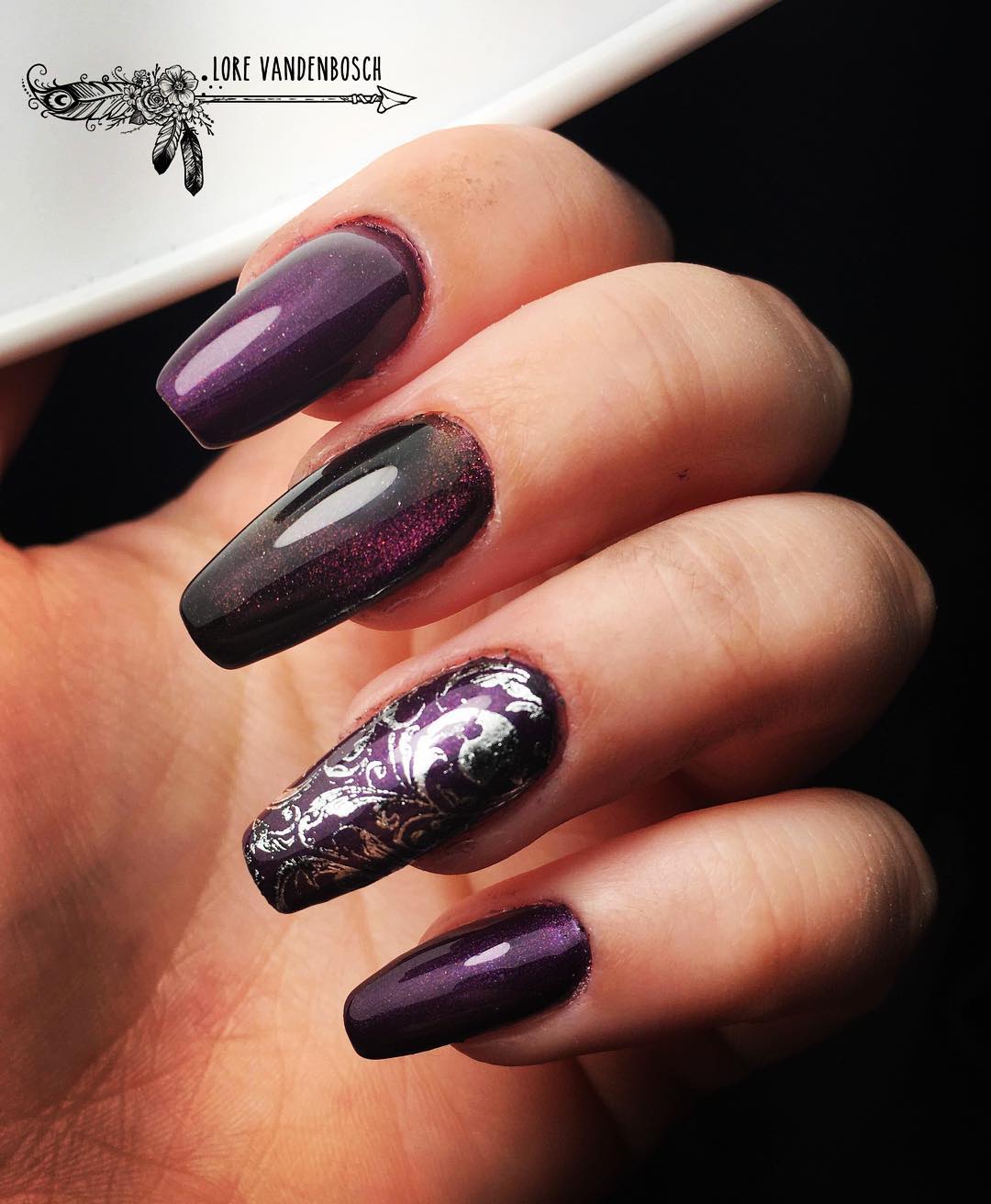 80+ Dark Color Nail Designs for Women images 65