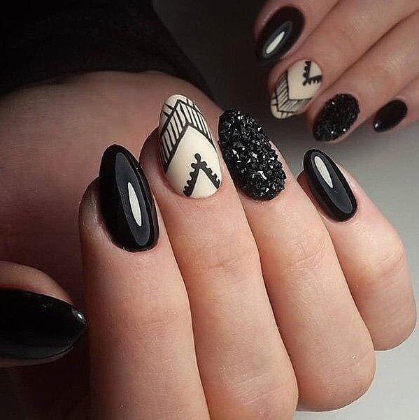 80+ Dark Color Nail Designs for Women images 73