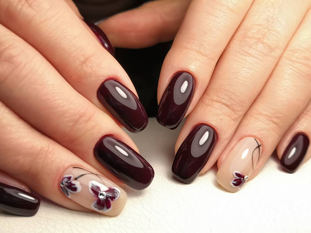 80+ Dark Color Nail Designs for Women images 75