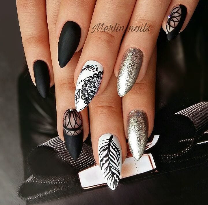 80+ Dark Color Nail Designs for Women images 78