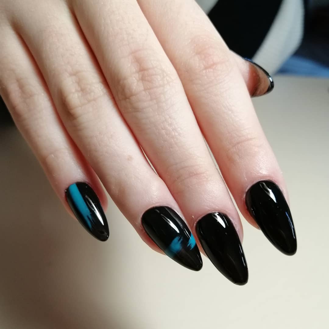 120 Trending Black Nails Art Manicure Ideas images 1