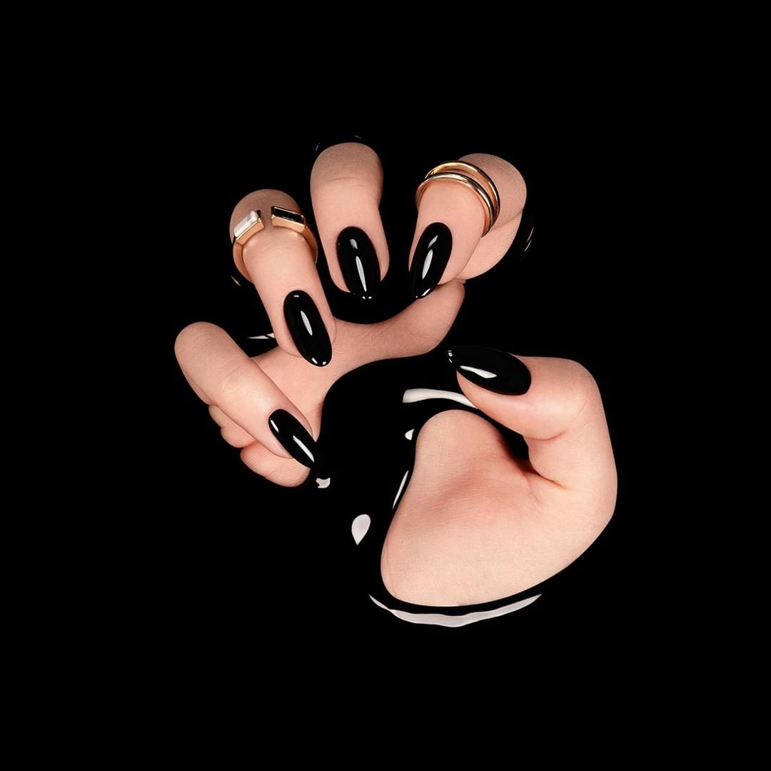 120 Trending Black Nails Art Manicure Ideas images 2