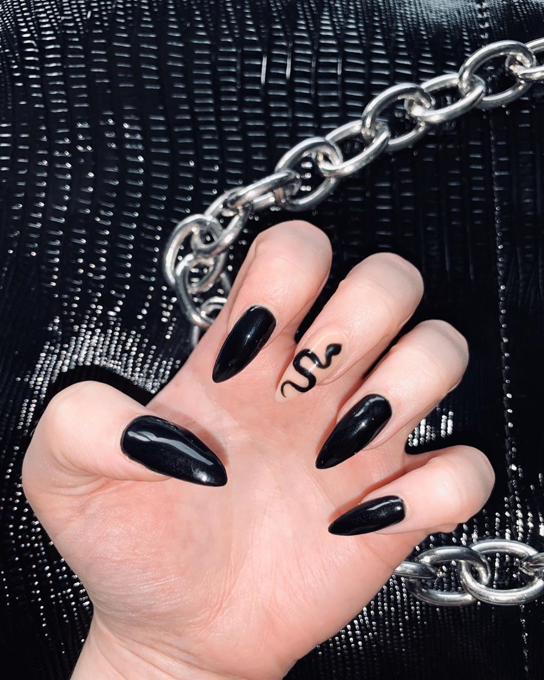 120 Trending Black Nails Art Manicure Ideas images 3