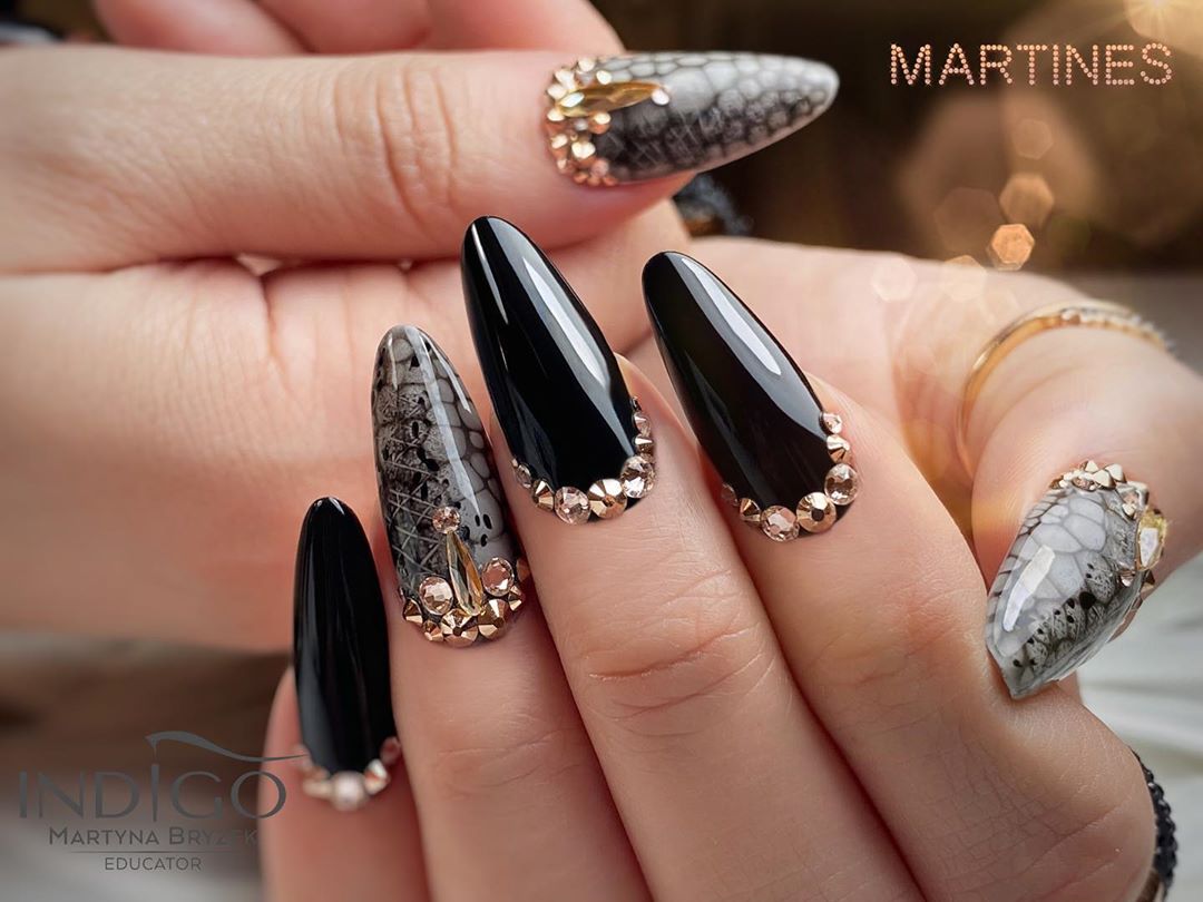 120 Trending Black Nails Art Manicure Ideas images 4