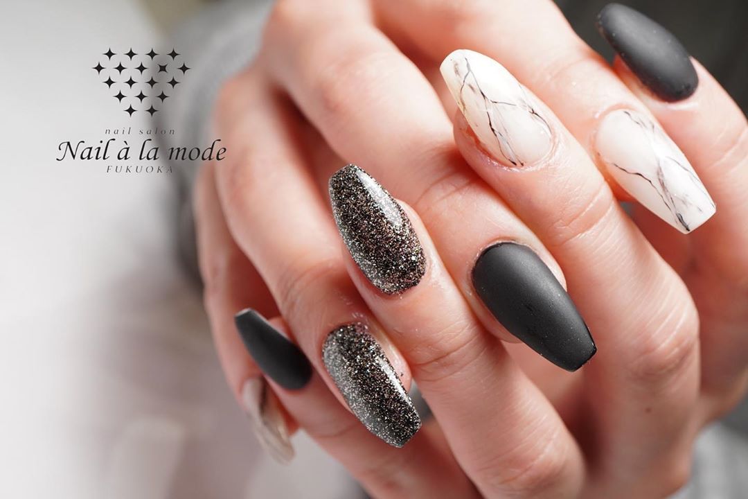 120 Trending Black Nails Art Manicure Ideas images 102