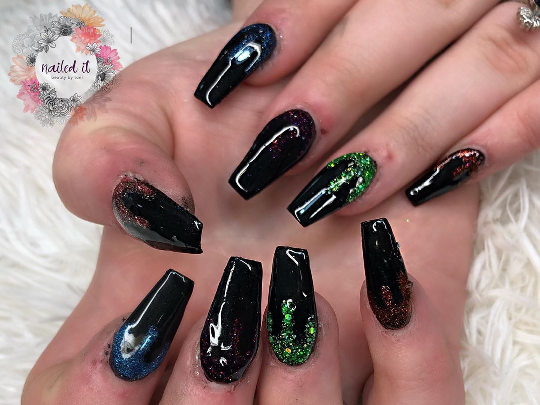 120 Trending Black Nails Art Manicure Ideas images 103