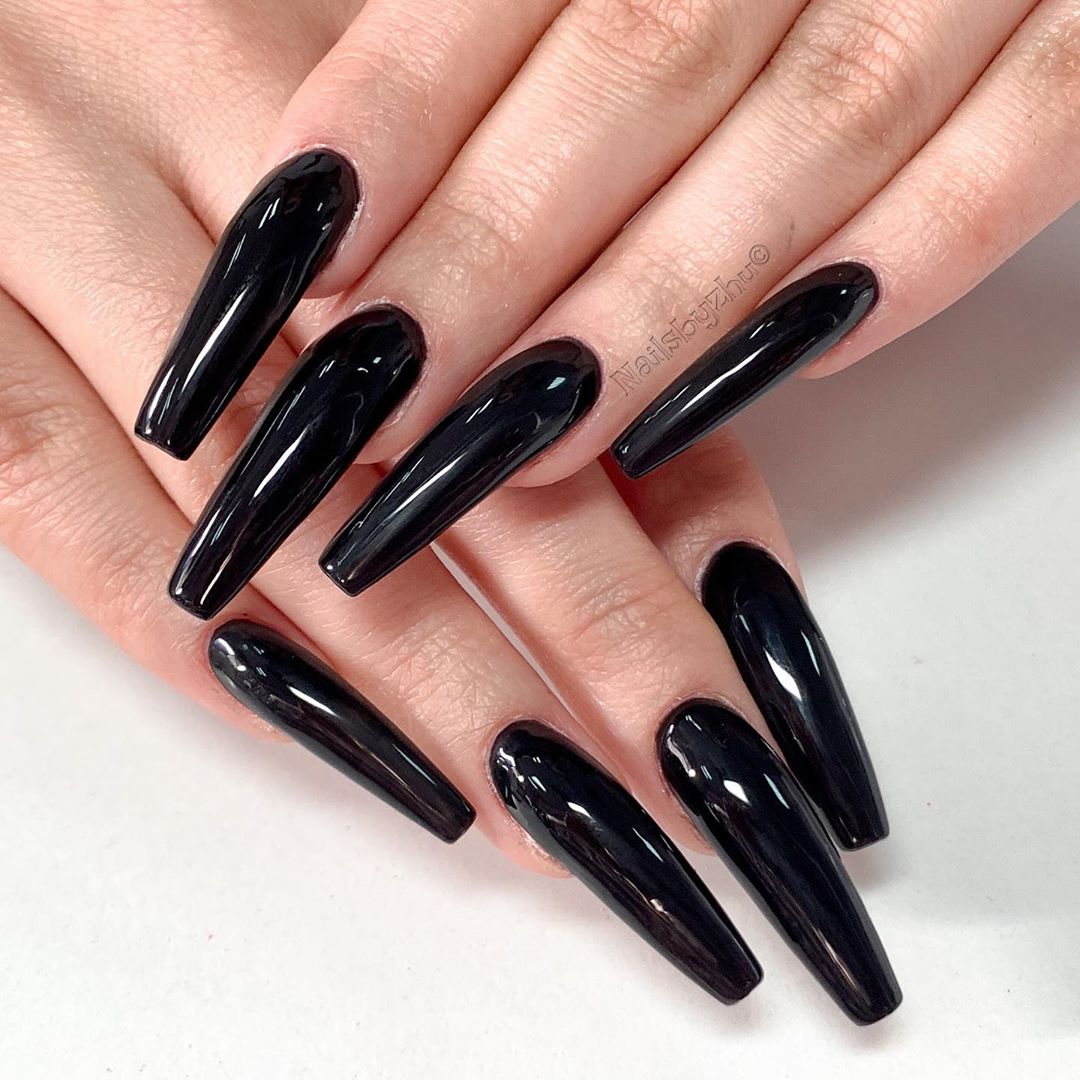 120 Trending Black Nails Art Manicure Ideas images 106