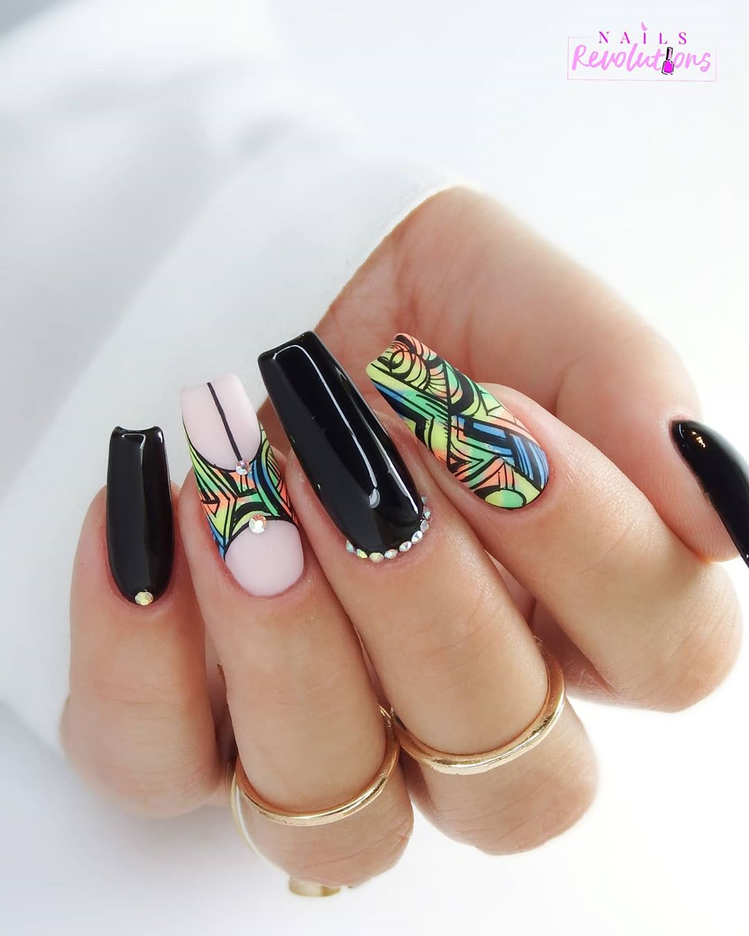 120 Trending Black Nails Art Manicure Ideas images 109