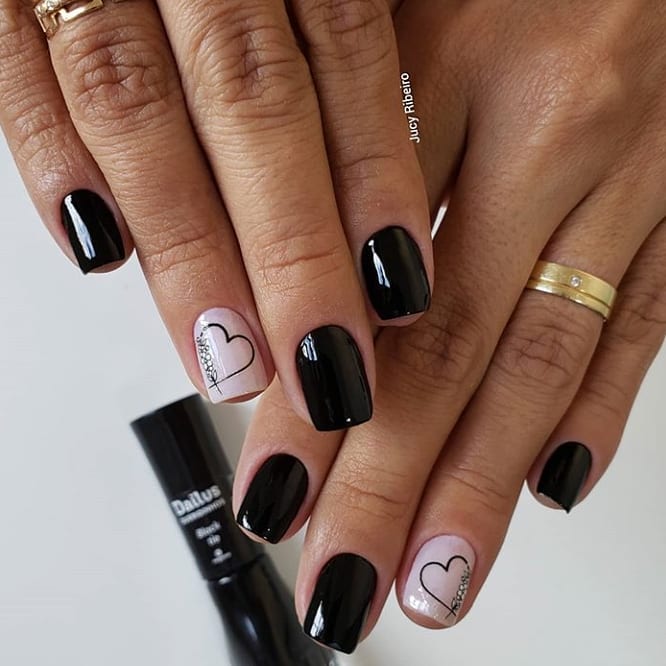 120 Trending Black Nails Art Manicure Ideas images 112