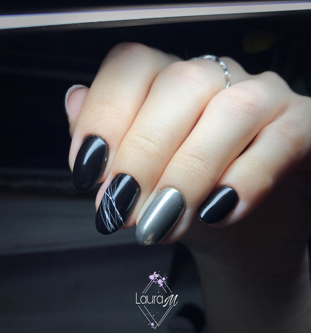 120 Trending Black Nails Art Manicure Ideas images 116