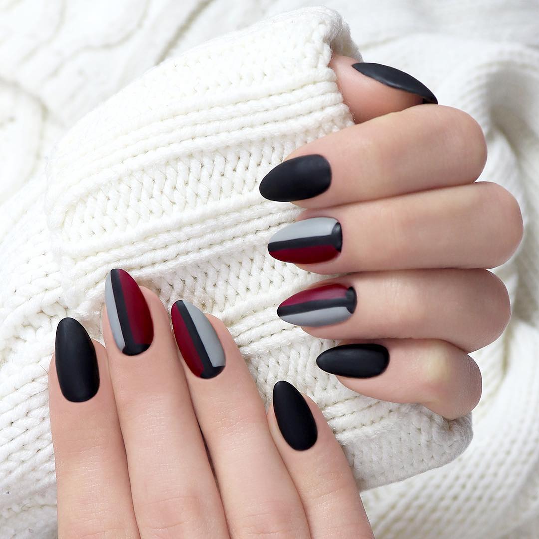 120 Trending Black Nails Art Manicure Ideas images 13