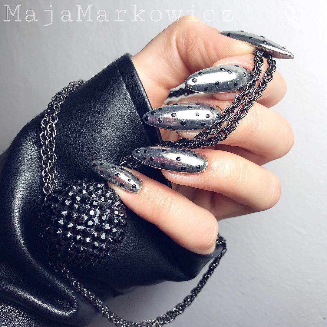 120 Trending Black Nails Art Manicure Ideas images 15