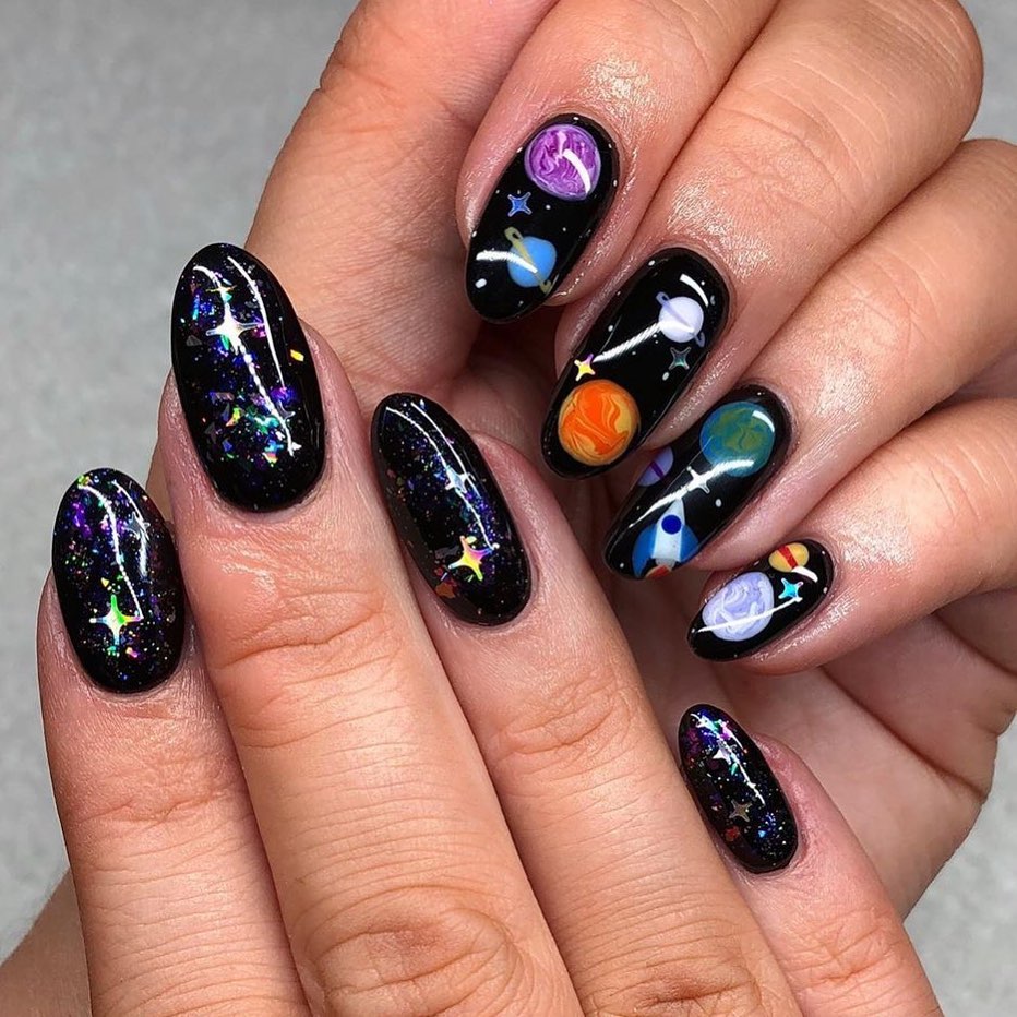 120 Trending Black Nails Art Manicure Ideas images 17