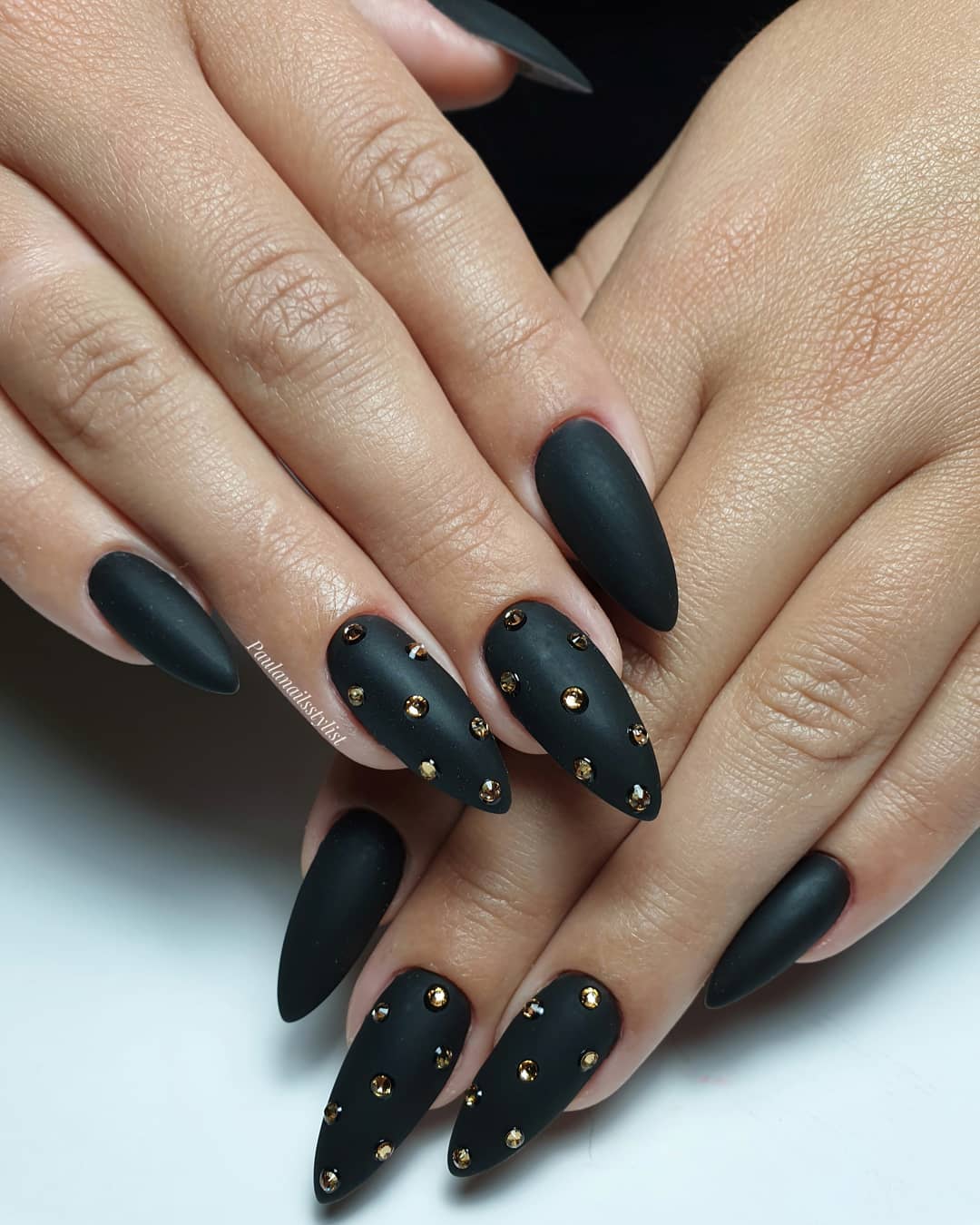 120 Trending Black Nails Art Manicure Ideas images 18