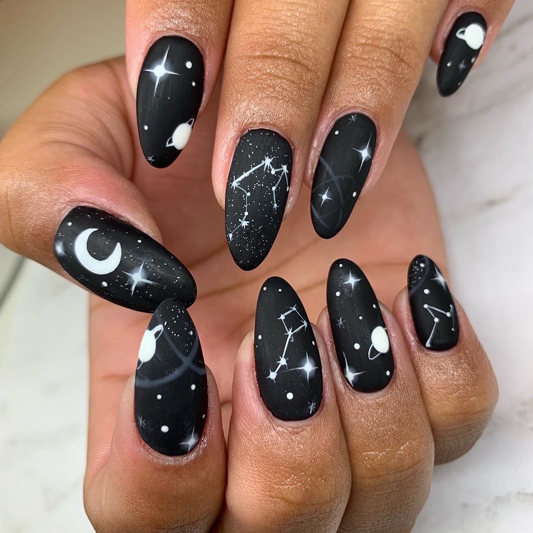 120 Trending Black Nails Art Manicure Ideas images 19