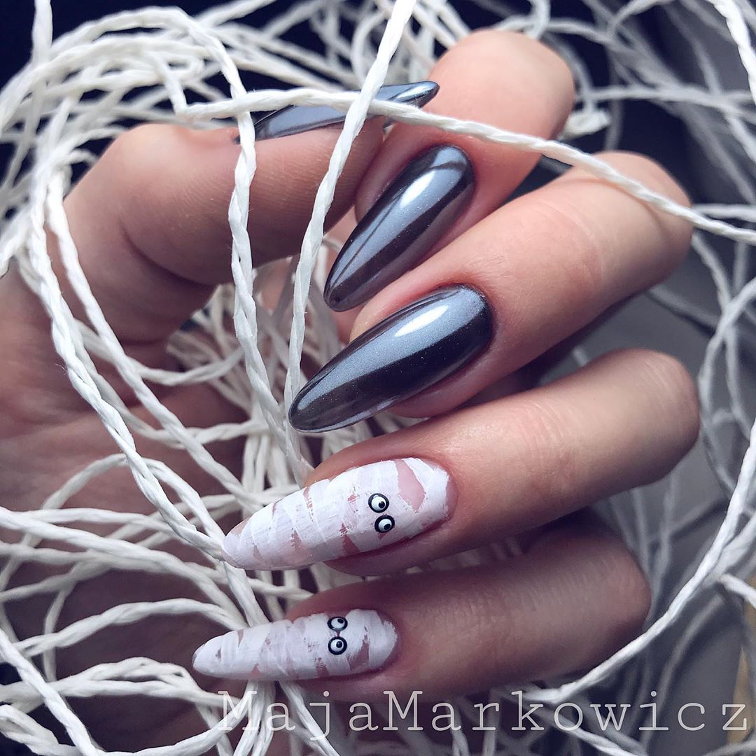 120 Trending Black Nails Art Manicure Ideas images 26