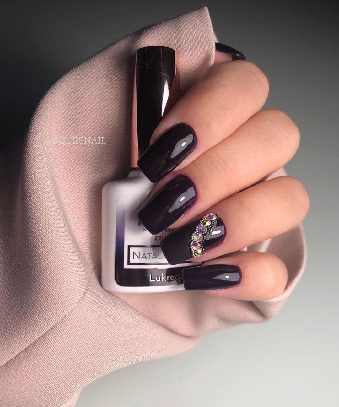 120 Trending Black Nails Art Manicure Ideas images 32