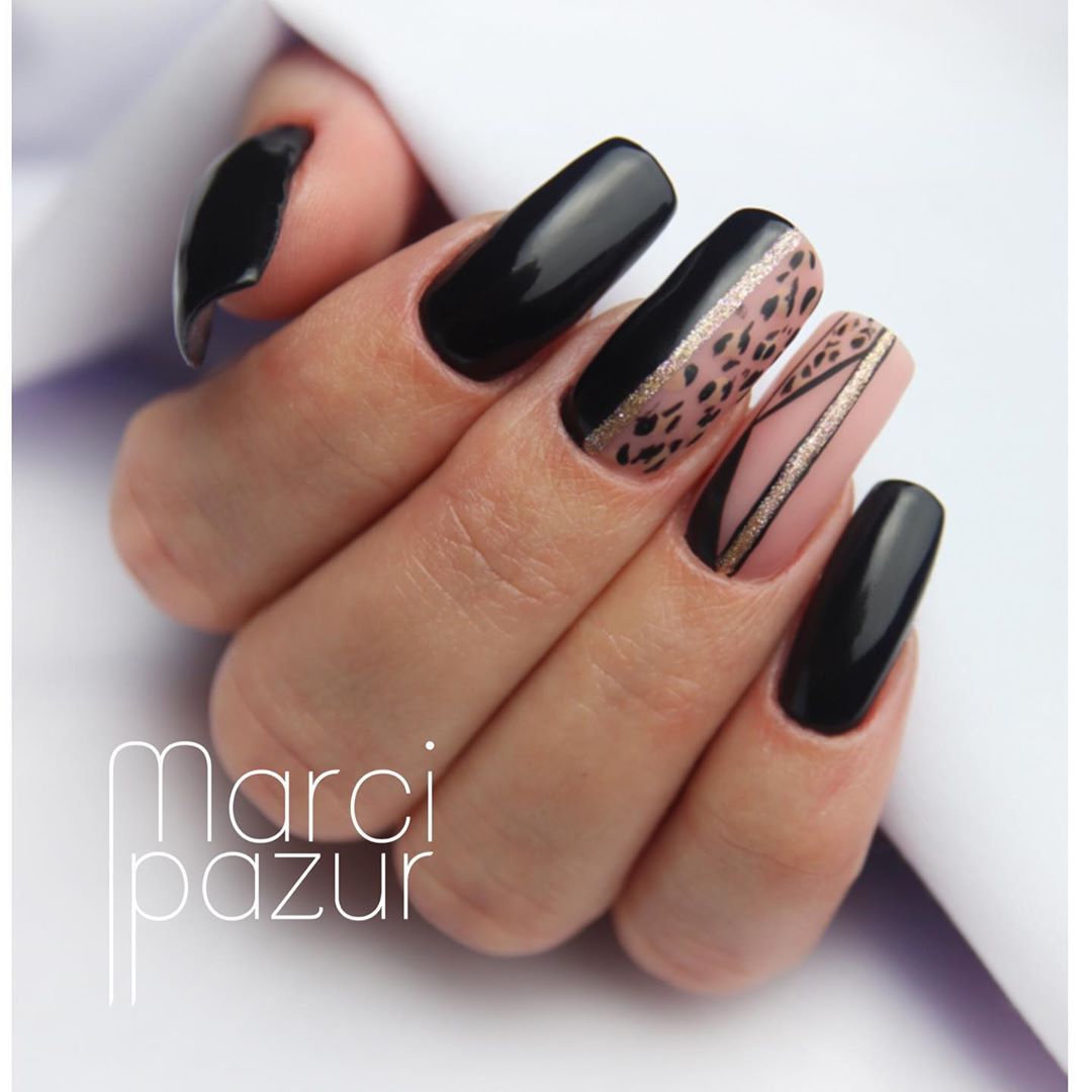 120 Trending Black Nails Art Manicure Ideas images 34