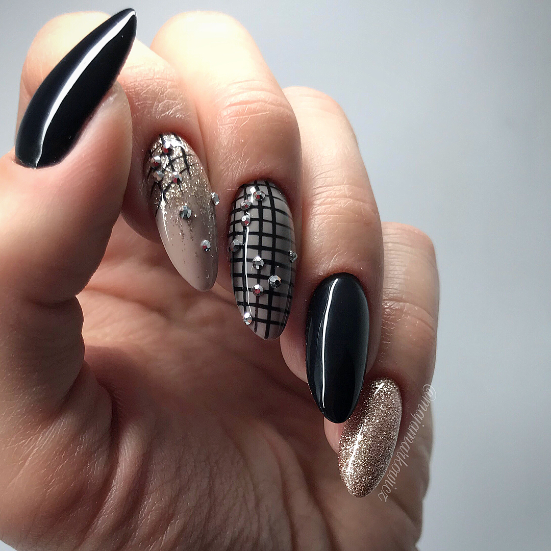 120 Trending Black Nails Art Manicure Ideas images 37