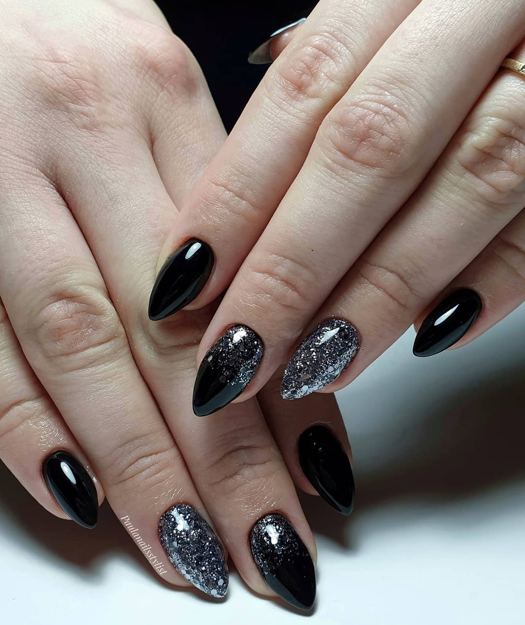 120 Trending Black Nails Art Manicure Ideas images 39