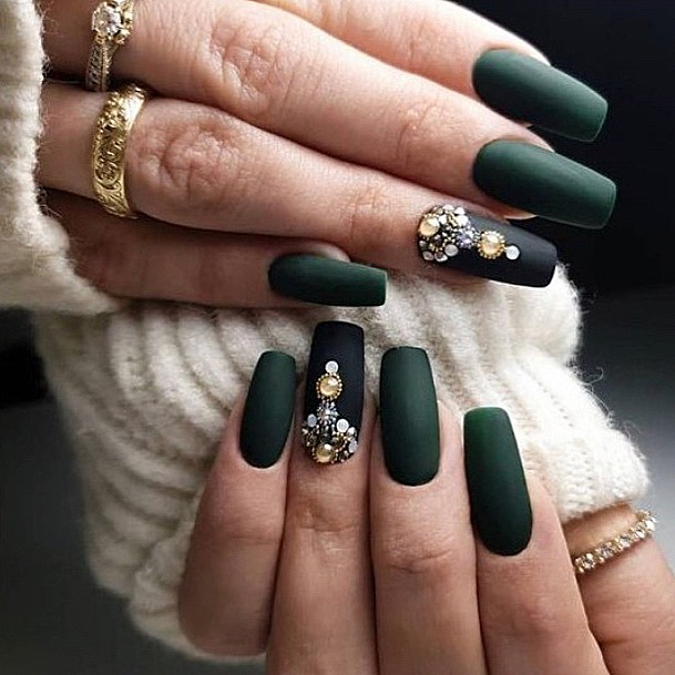 120 Trending Black Nails Art Manicure Ideas images 42