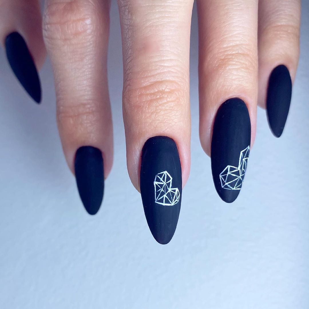 120 Trending Black Nails Art Manicure Ideas images 43