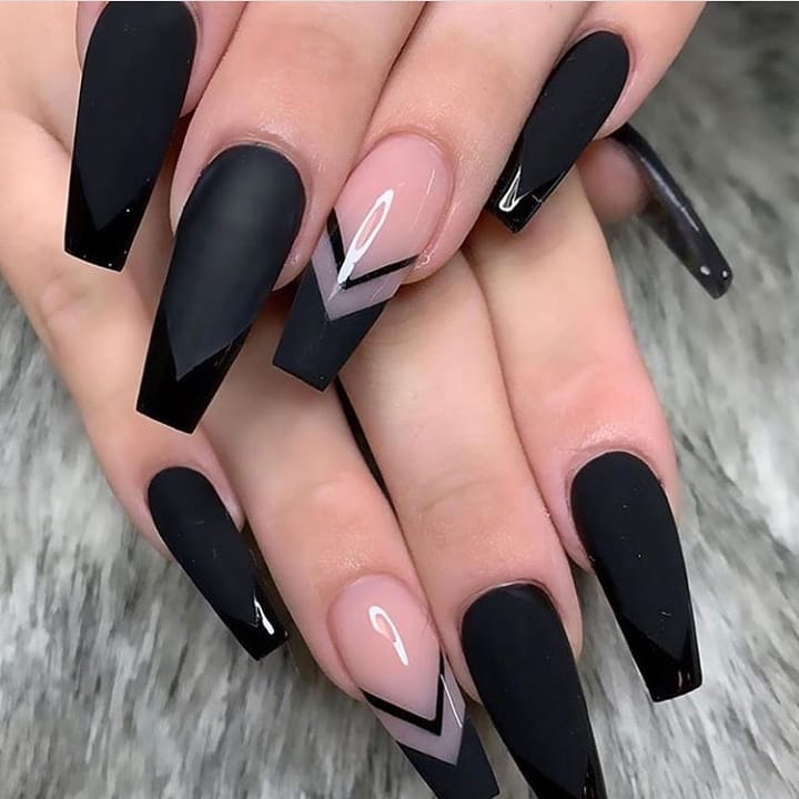 120 Trending Black Nails Art Manicure Ideas images 51