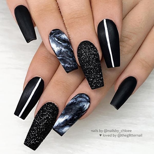 120 Trending Black Nails Art Manicure Ideas images 55