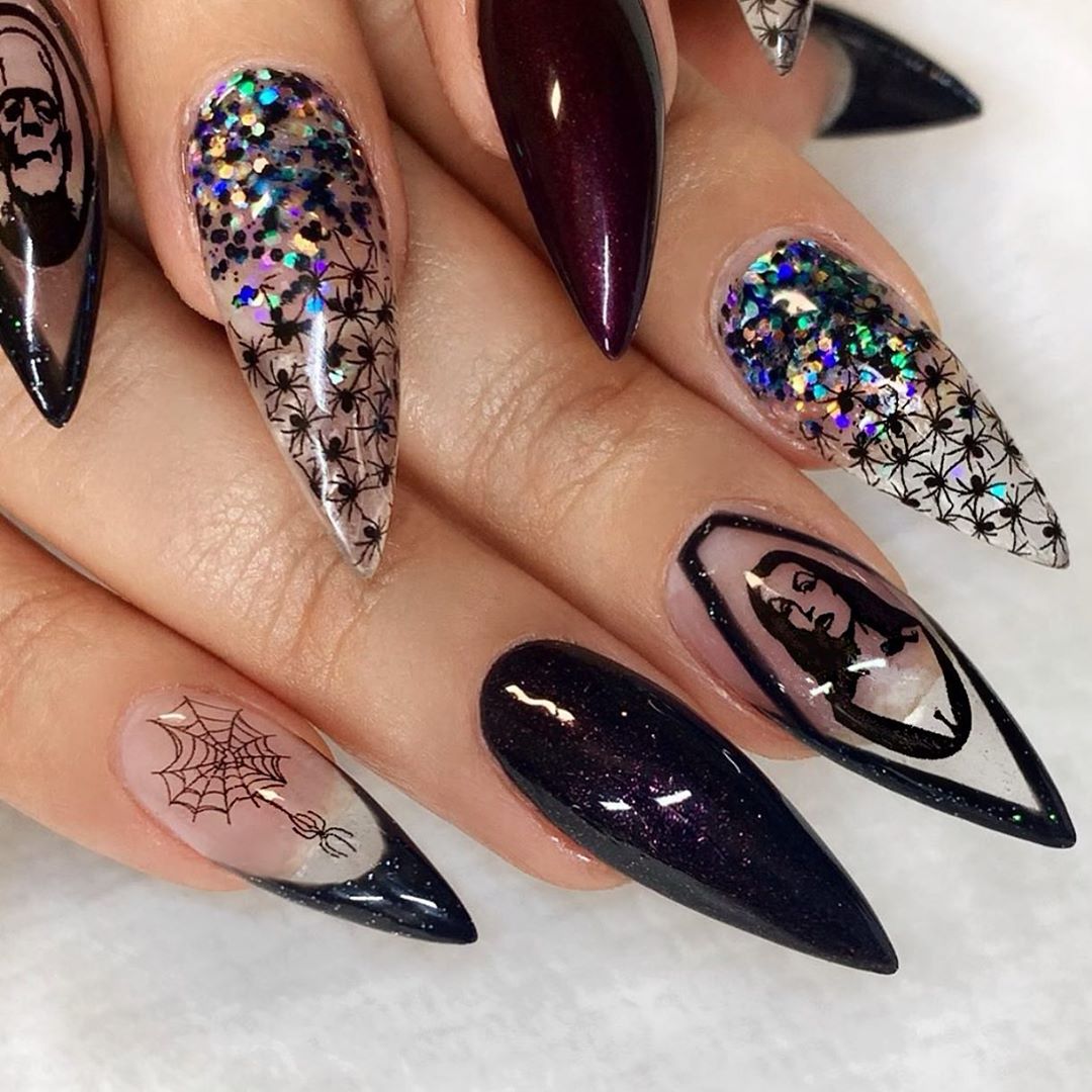 120 Trending Black Nails Art Manicure Ideas images 57