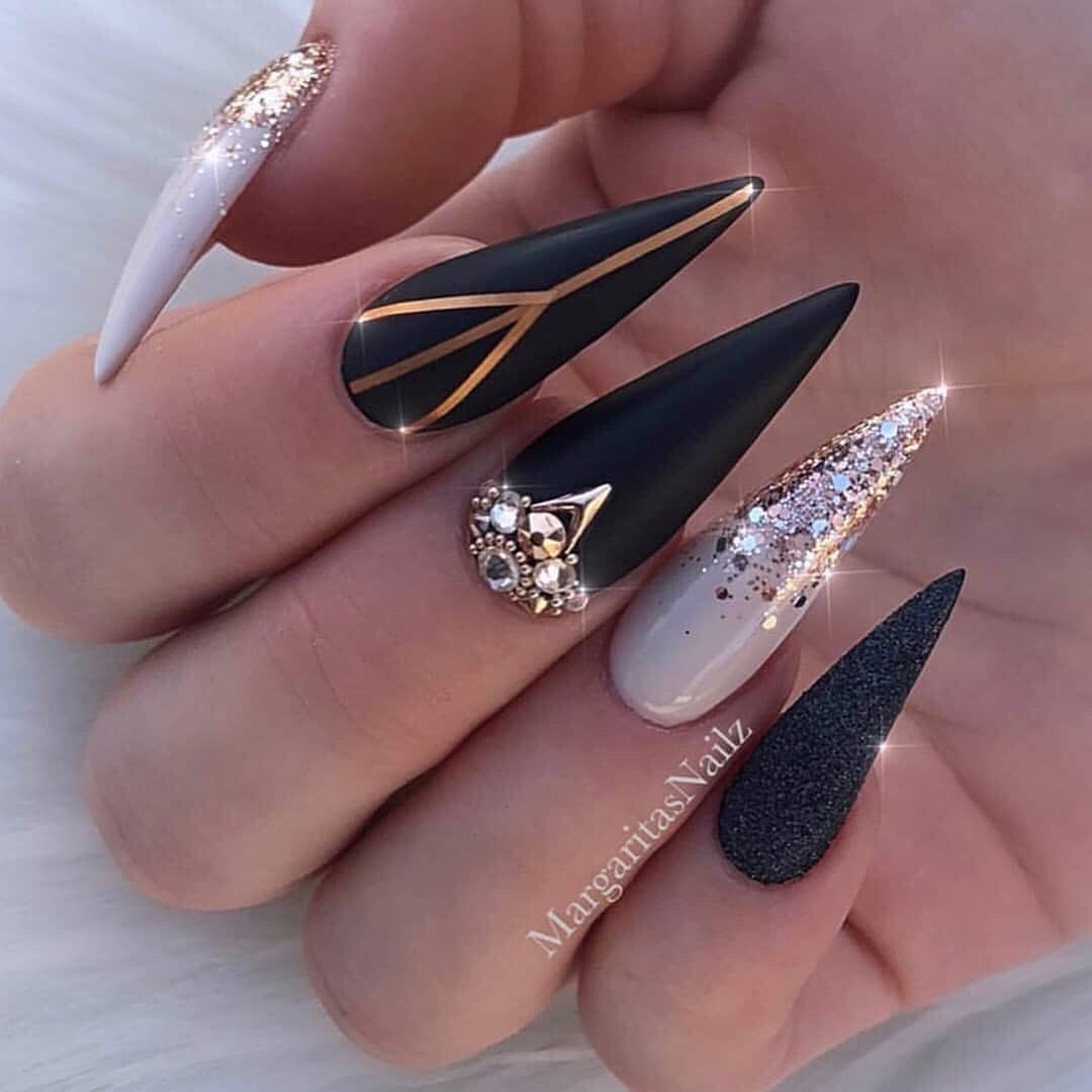 120 Trending Black Nails Art Manicure Ideas images 59