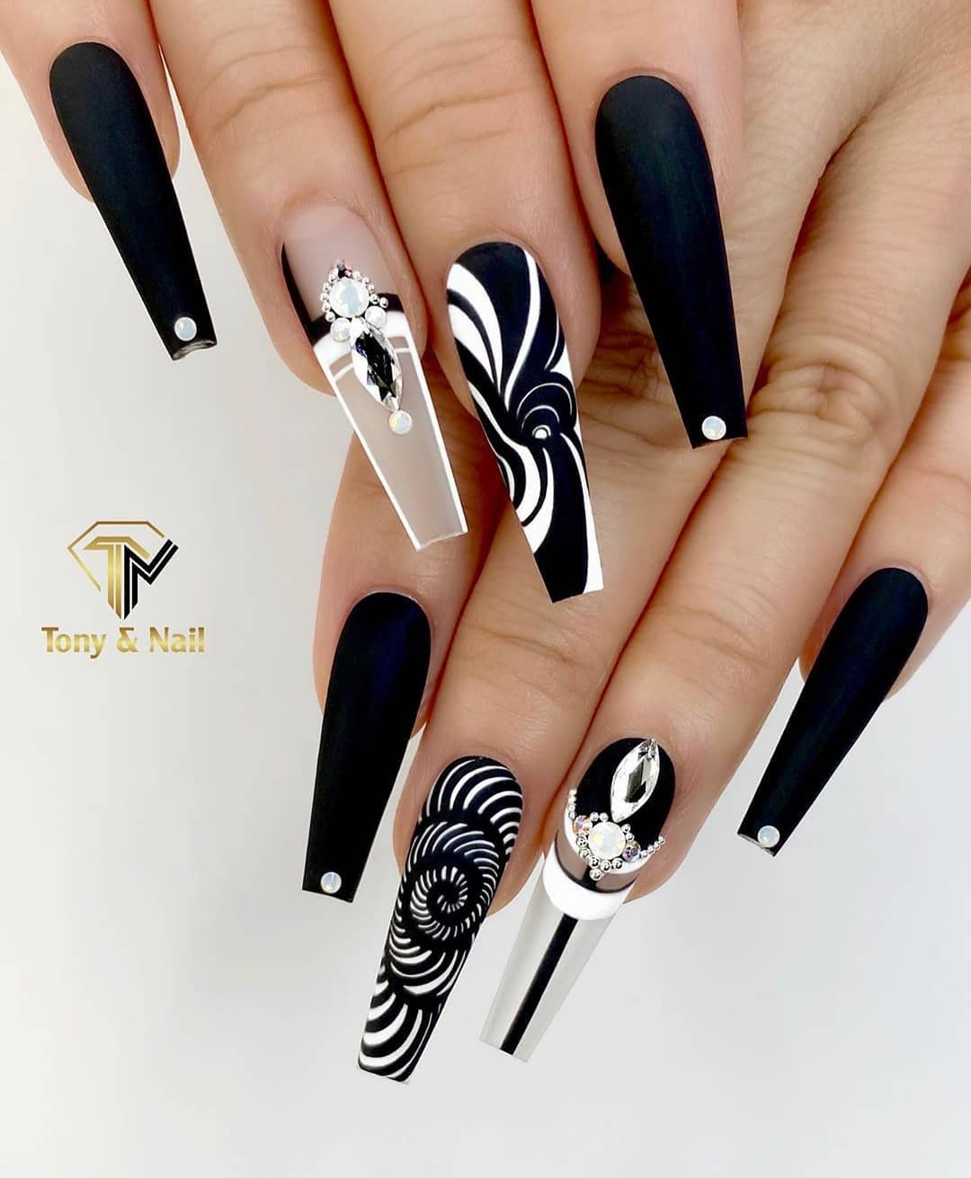 120 Trending Black Nails Art Manicure Ideas images 62