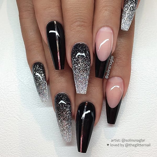 120 Trending Black Nails Art Manicure Ideas images 70